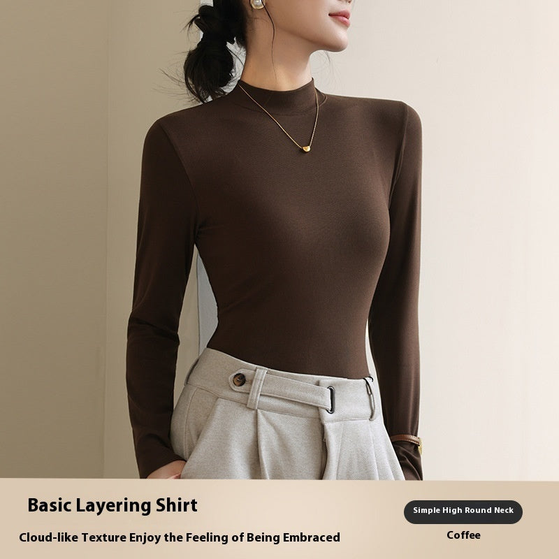 Half Turtleneck Bottoming Shirt Women's Autumn And Winter New Western Style