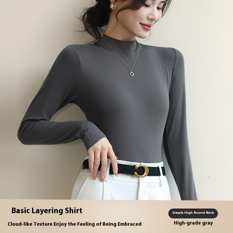 Half Turtleneck Bottoming Shirt Women's Autumn And Winter New Western Style